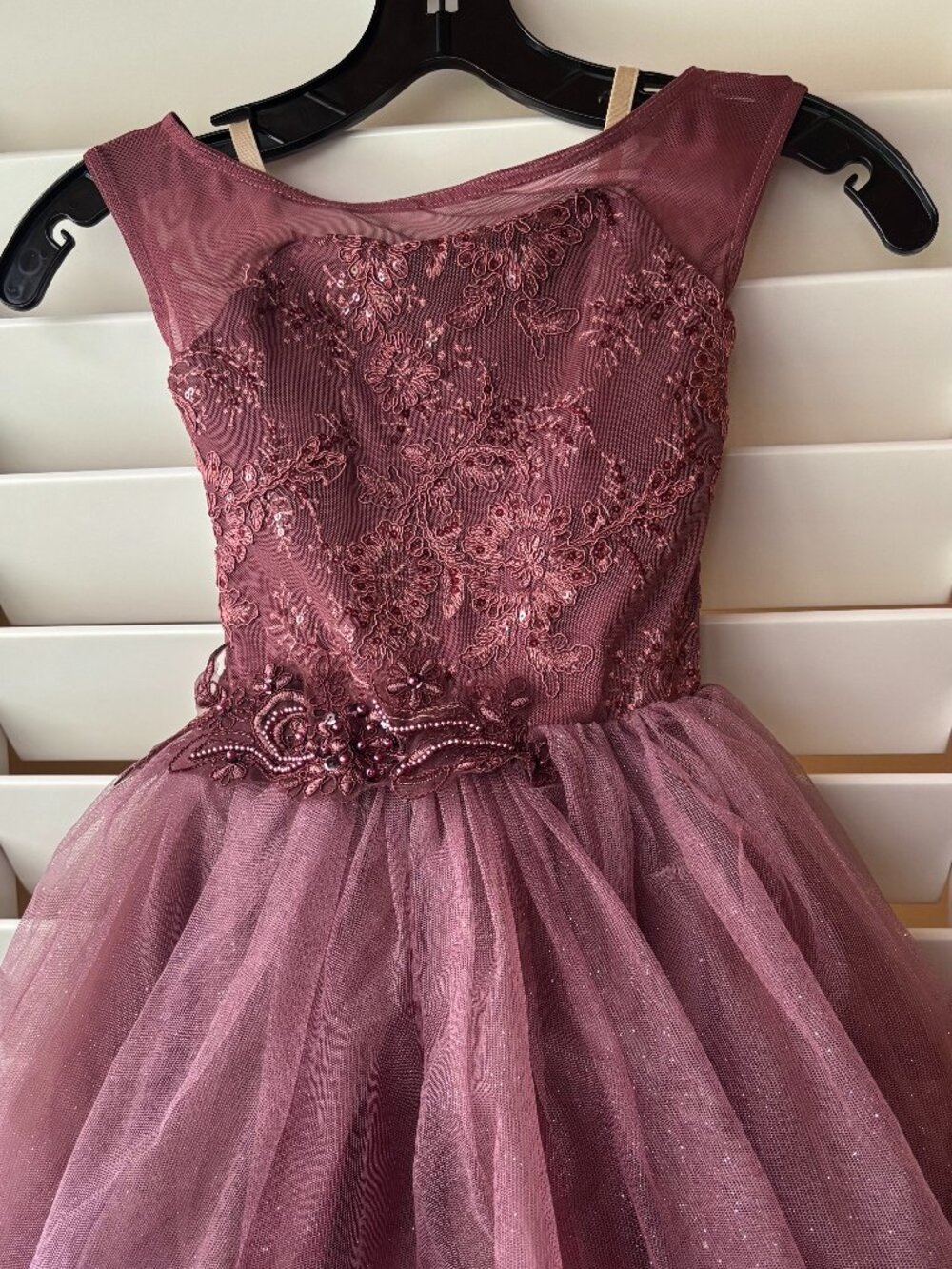 Sequin Lace Dance Costume Tutu Dress Mauve Dusty Rose Girls 5T